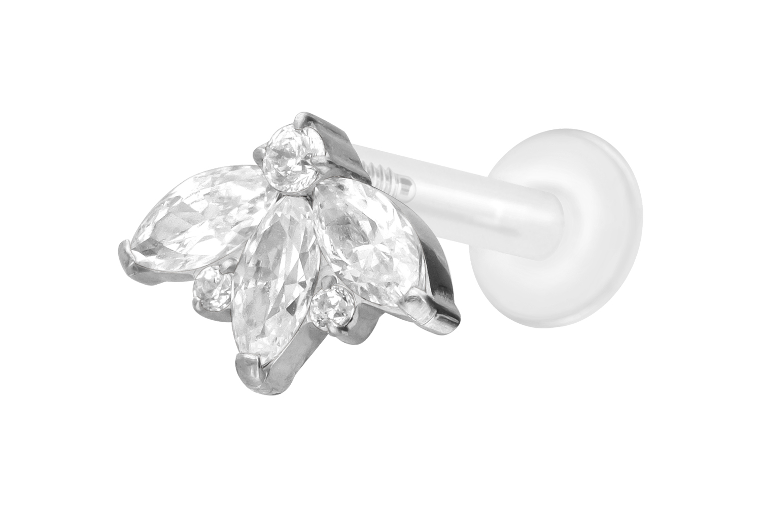 PTFE Labret Piercing mit Innengewinde + Titan-Aufsatz LOTUSBLÜTE